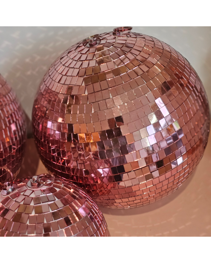 Boule disco à facettes rose (2 tailles)